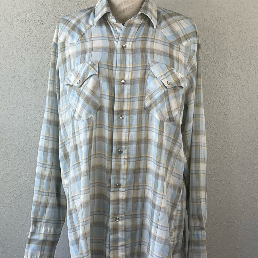 Vintage Christian Brothers by Karman Mens Plaid Western Shirt with Pearl Buttons